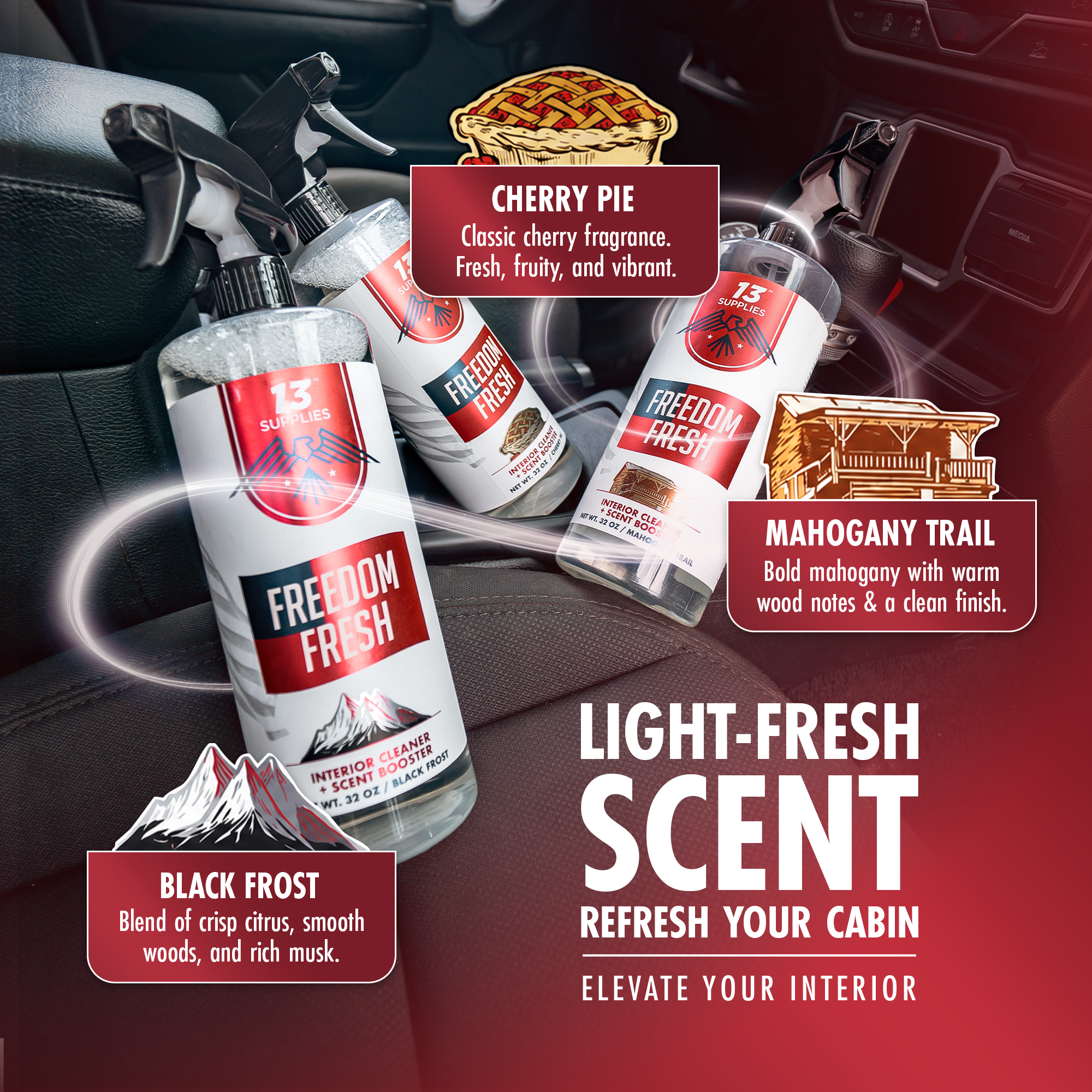 13 Supplies® Freedom Fresh: Interior Cleaning Spray with Scent Booster