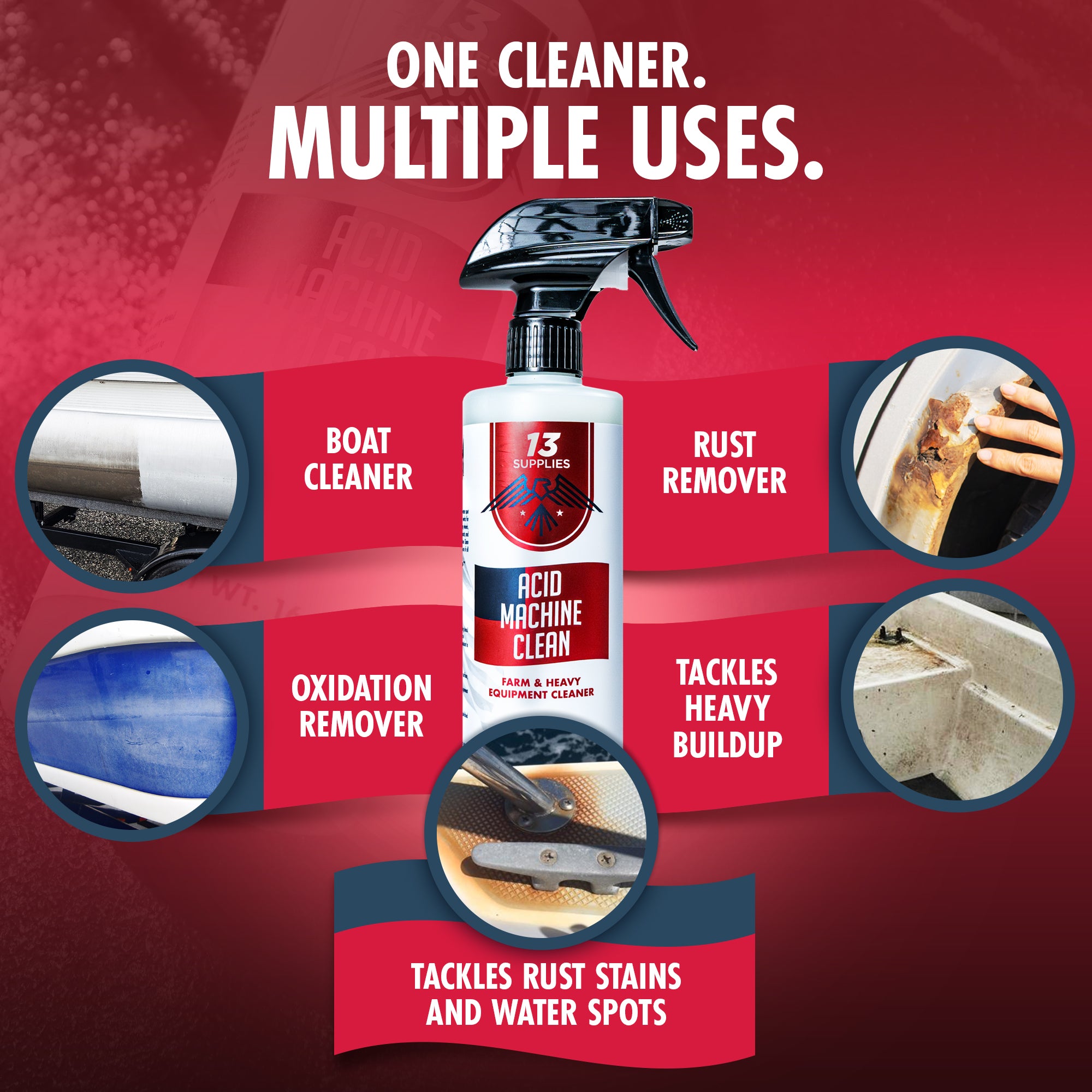 13 Supplies® Acid Machine Clean: Boat Cleaner, Water Spot, & Oxidation Remover