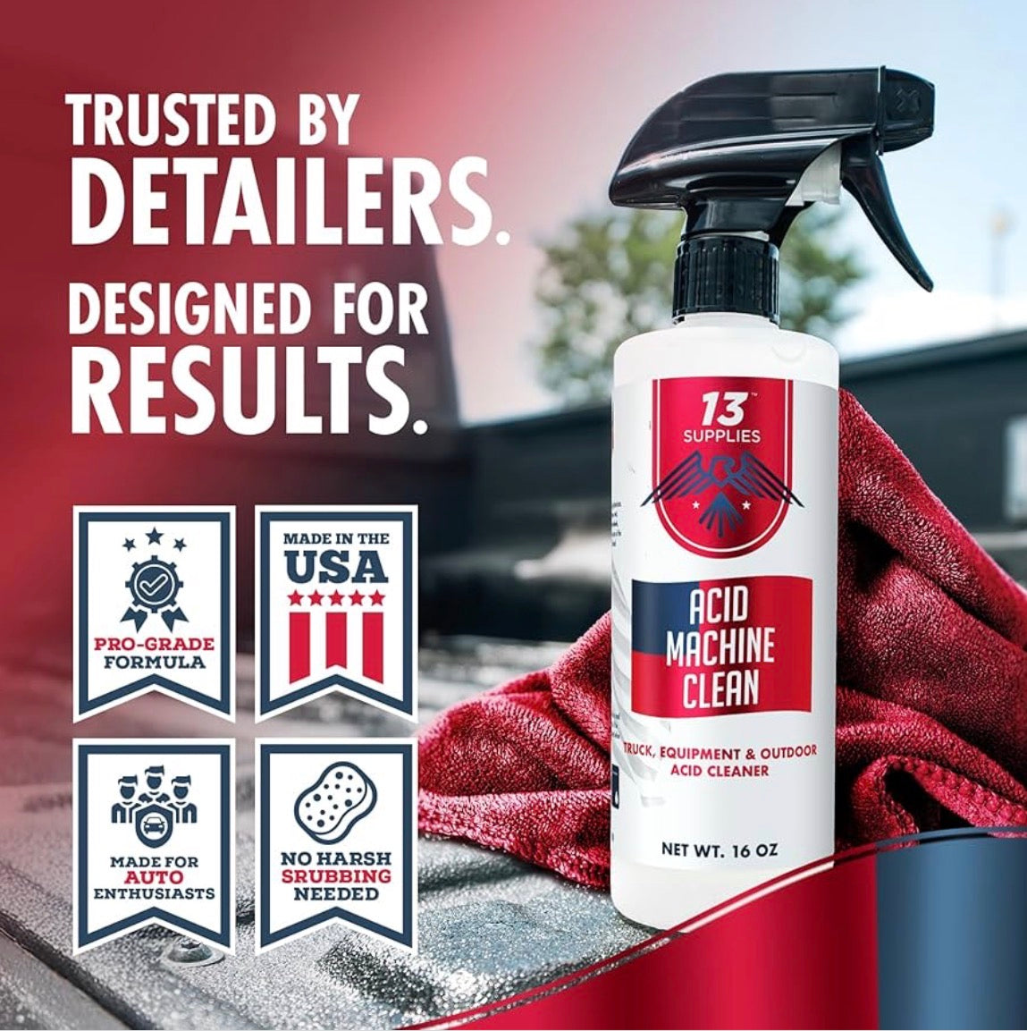 13 Supplies Acid Machine Clean: All Purpose Acid Cleaner for Vehicles, Boats, RVs & Equipment