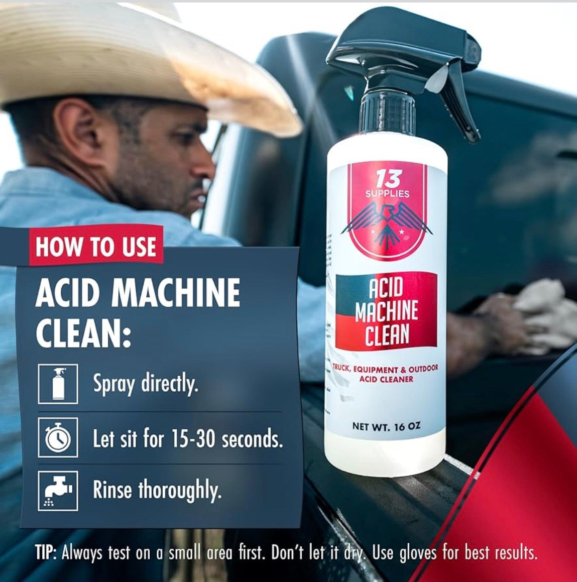 13 Supplies Acid Machine Clean: All Purpose Acid Cleaner for Vehicles, Boats, RVs & Equipment