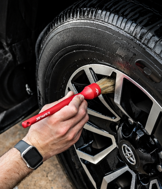 Red Detail Brush Set for Wheels & Auto Detailing