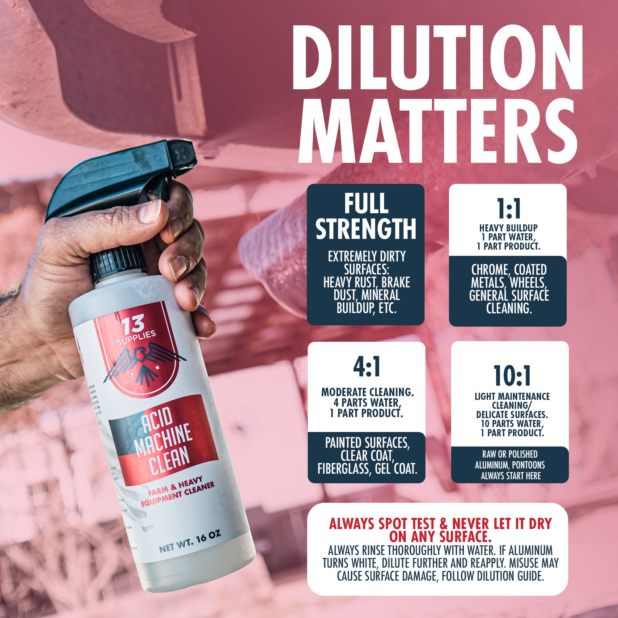 13 Supplies Acid Machine Clean: All Purpose Acid Cleaner for Vehicles, Boats, RVs & Equipment