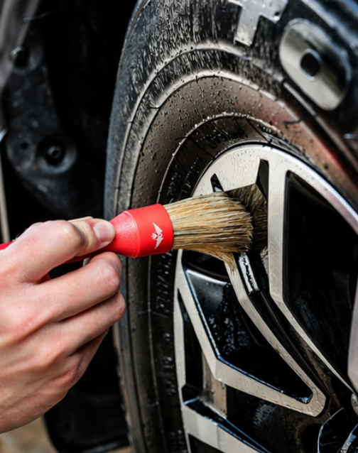 Red Detail Brush Set for Wheels & Auto Detailing