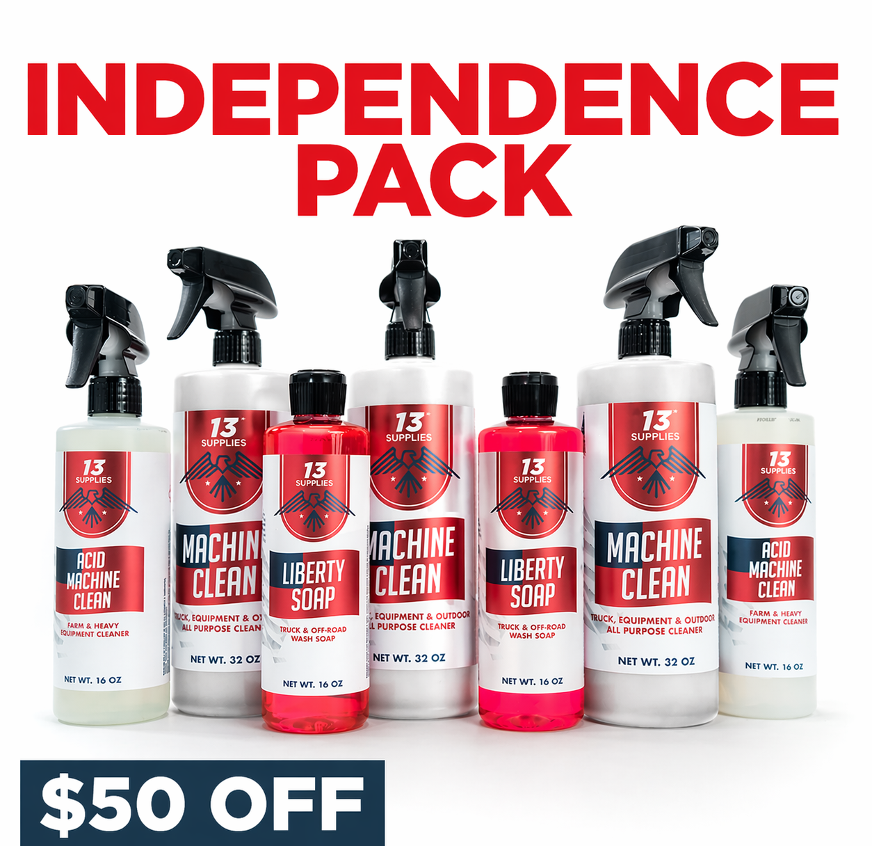13 Supplies® Independence Pack – Premium Exterior Off-Road cleaning products